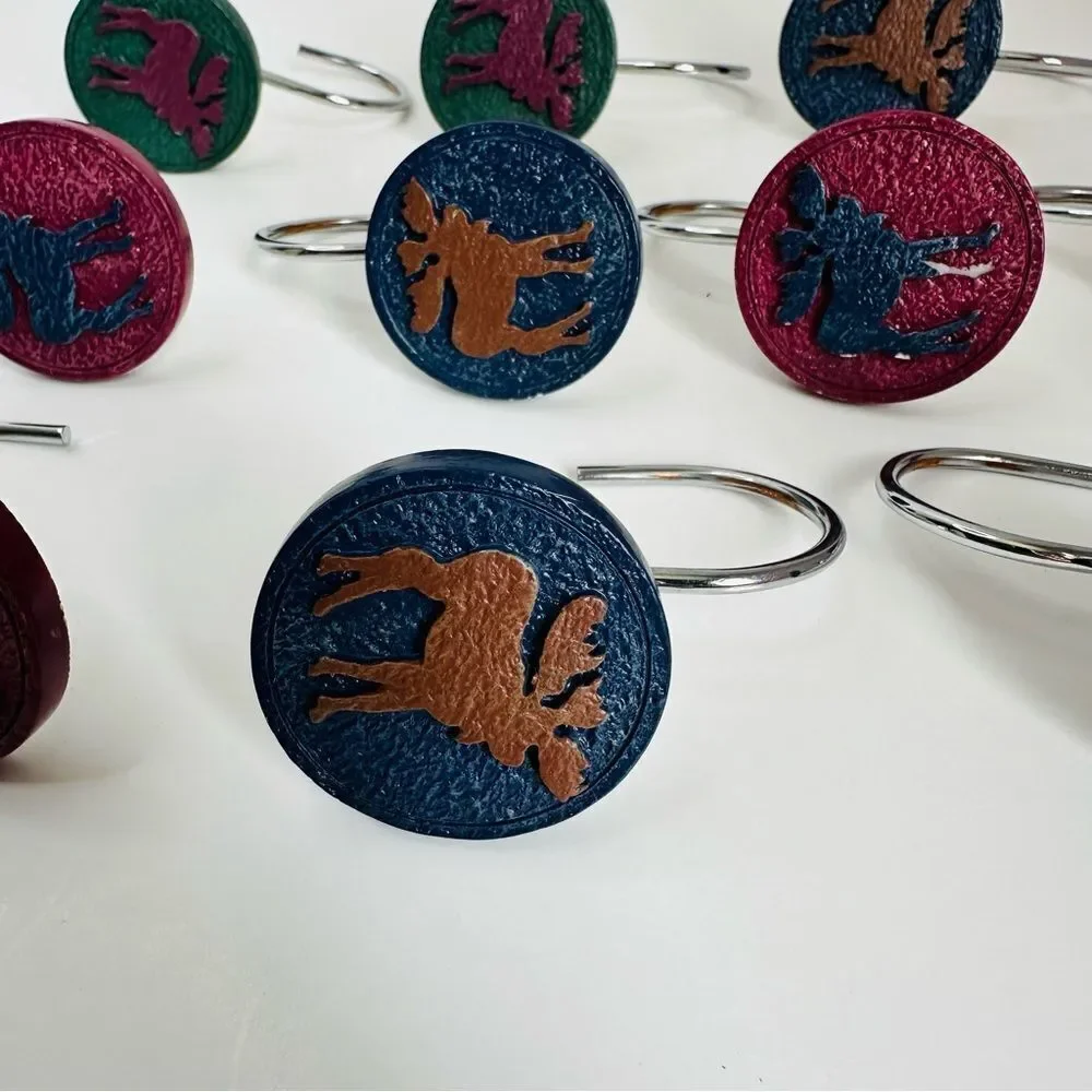 Resin Moose Shower Curtain Hangers Set Of‎  11